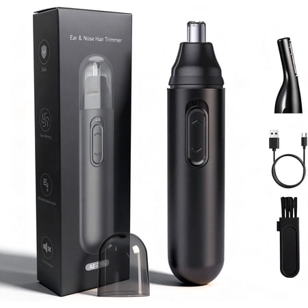 Nose Hair Trimmer for Men & Women 2 in 1 Eyebrow Trimmer with Dual Replaceable Heads Nasal Hair Cutter Painless Multifunctional Clipper Facial Cleansing & Skin Care Kit USB Rechargeable