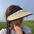 thumbnail image 4 of 55-58cm hat circumference adjustable lace straw empty top hat female summer face-covering sunscreen hat anti-ultraviolet hatBeige, 4 of 6