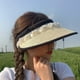 thumbnail image 4 of Sombrero de paja con encaje ajustable y circunferencia de 55 a 58 cm, sombrero de copa vacío para mujer, sombrero de verano que cubre la cara, sombrero protector solar, sombrero, 4 of 6