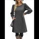 thumbnail image 2 of Vestido de Punto para Mujer con Mangas Abullonadas, Cuello Redondo, Informal, para Otoño e Invierno Gris M, 2 of 6