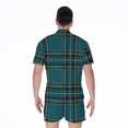 thumbnail image 2 of Teal Stewart Tartan Pattern Short Sleeve Men'S Rompers, Tartan Plaid Retro Casual Summer Jumpsuits Outfit, 2 of 4