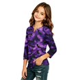 thumbnail image 5 of Pumpkin Halloween Shirt for Girls Fall Print 3/4 Sleeve T Shirt Cute Graphic Top Halloween Party Outfit Kids Casual Holiday Wear,5-6 Years,Dark Purple, 5 of 6