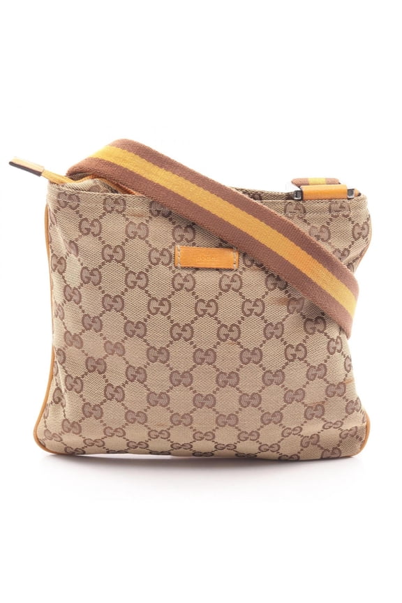 Pre-Owned Gucci GG Canvas Shoulder Bag/Handbag, and Leather, Women's, Beige/Yellow, 146309