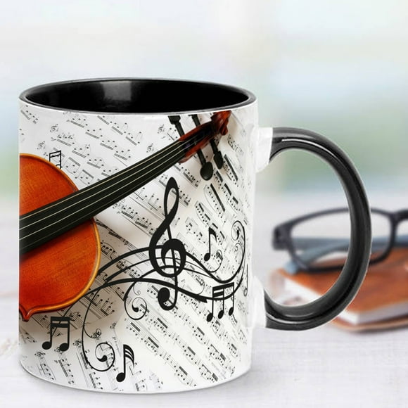 Suncoda Violin Mug, Violin Inner Color Ceramic Mug