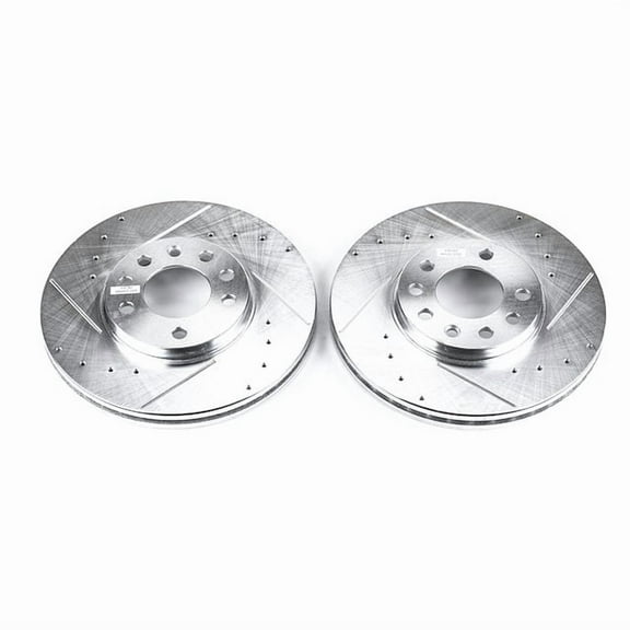 Power Stop Front Pair of Drilled and Slotted Brake Rotors EBR613XPR