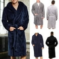 thumbnail image 2 of Men's Warm Super Soft Flannel Coral Fleece Long Bath Robe Nightwear, 2 of 6