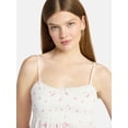 thumbnail image 4 of No Boundaries Cotton Smocked Baby Doll Tank Top, Women's XXS-XXXL, 4 of 5