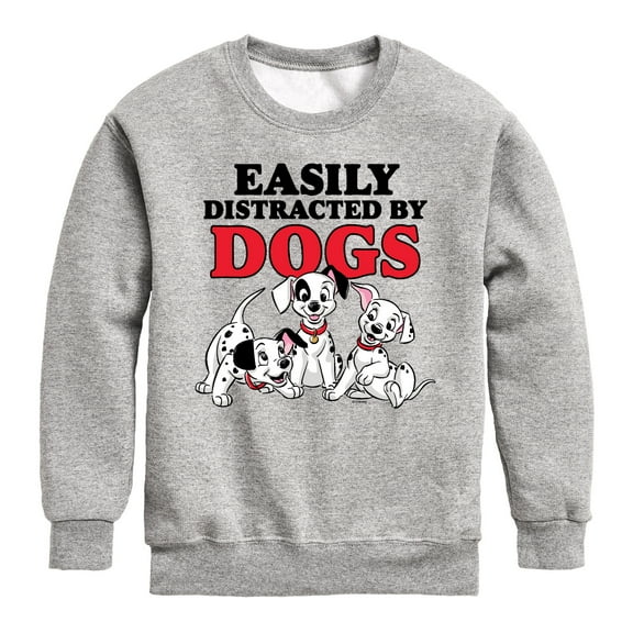Disney - 101 Dalmatians - Easily Distracted By Dogs - Toddler And Youth Crewneck Fleece Sweatshirt