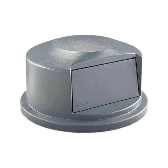 Rubbermaid Round Brute Dome Top Receptacle, Push Door for 44 gal Containers, 24.81w x 12.63h, Gray