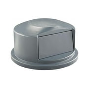 Rubbermaid Round Brute Dome Top Receptacle, Push Door for 44 gal Containers, 24.81w x 12.63h, Gray
