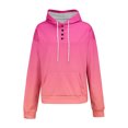 thumbnail image 5 of Women's Gradient Color Drawstring Hooded Sweatshirt with Pocket, Soft Fleece Lined Long Sleeve Pullover Top for Casual Streetwear, Daily Comfort Wear and Outdoor Activities Pink L, 5 of 10