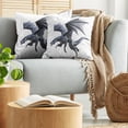 thumbnail image 5 of Ambesonne Dragon Throw Pillow Cover 2 Pack, Creature Wings, 18", Charcoal Grey, 5 of 7