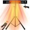 AKIRES Patio Heater,Electric Heater for Outdoor/Indoor Use,1500W Infrared Space Heater with Remote,3 Modes,24H Timer,Waterproof,Wall Mounted/Ceiling/Tripod for Garage,Backyard,Porch,Basement,Balcony