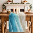 thumbnail image 2 of Table Runner 72 Inches Long for Kitchen Dining, Blue Gradient Beach Dresser Scarf Farmhouse, Dining Table Decorations for Wedding/Parties, Watercolor Coastal Seaside Waves Ombre 16 x 72 In, 2 of 8