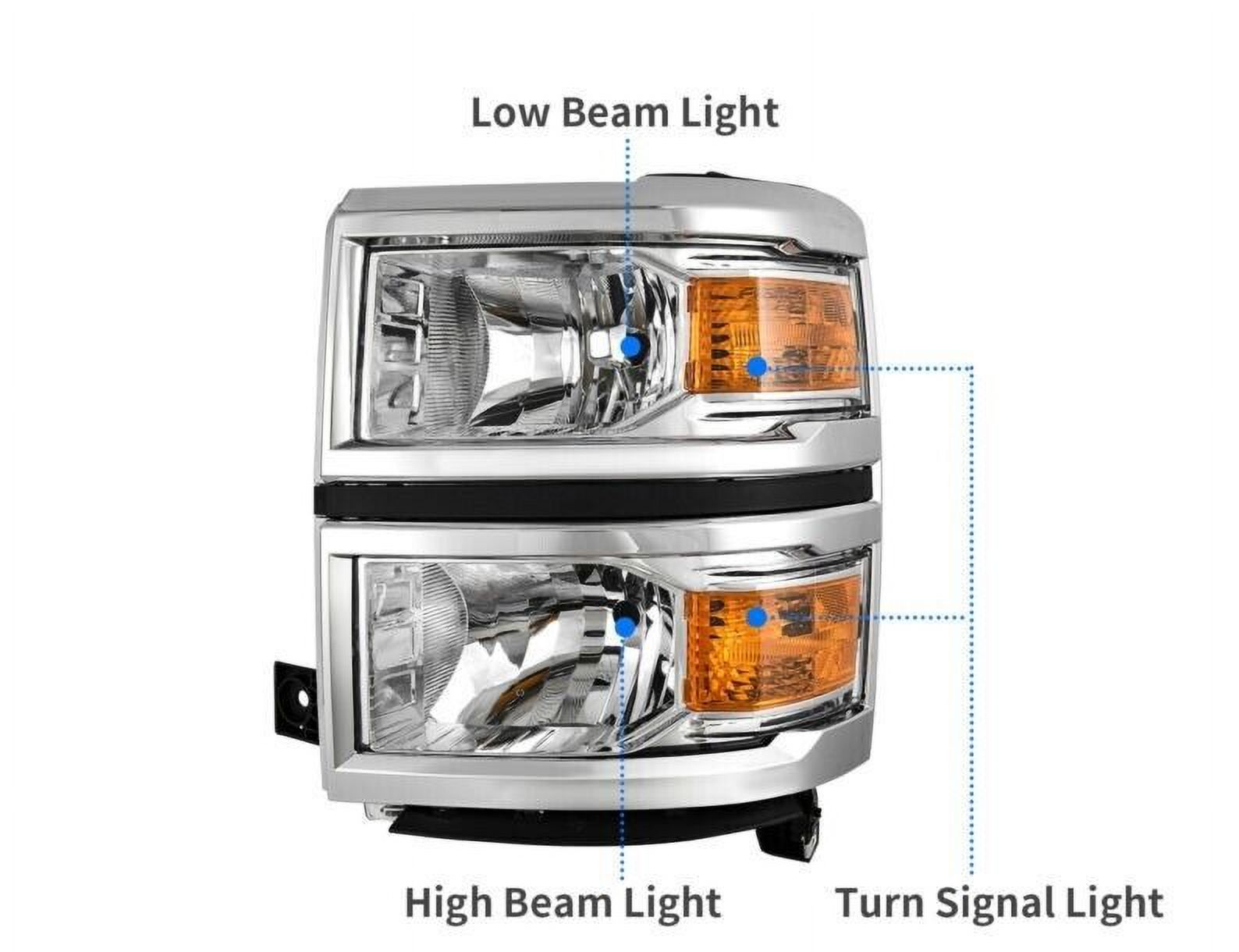 RVNI For 2014-2015 Chevy Silverado 1500 Chrome Amber Corner Headlights Headlamps