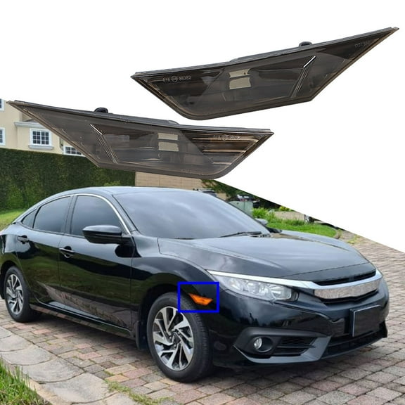 LABLT Smoked Side Marker Lamp Turn Signal Light W/LED Bulbs for 2016-21 Honda Civic