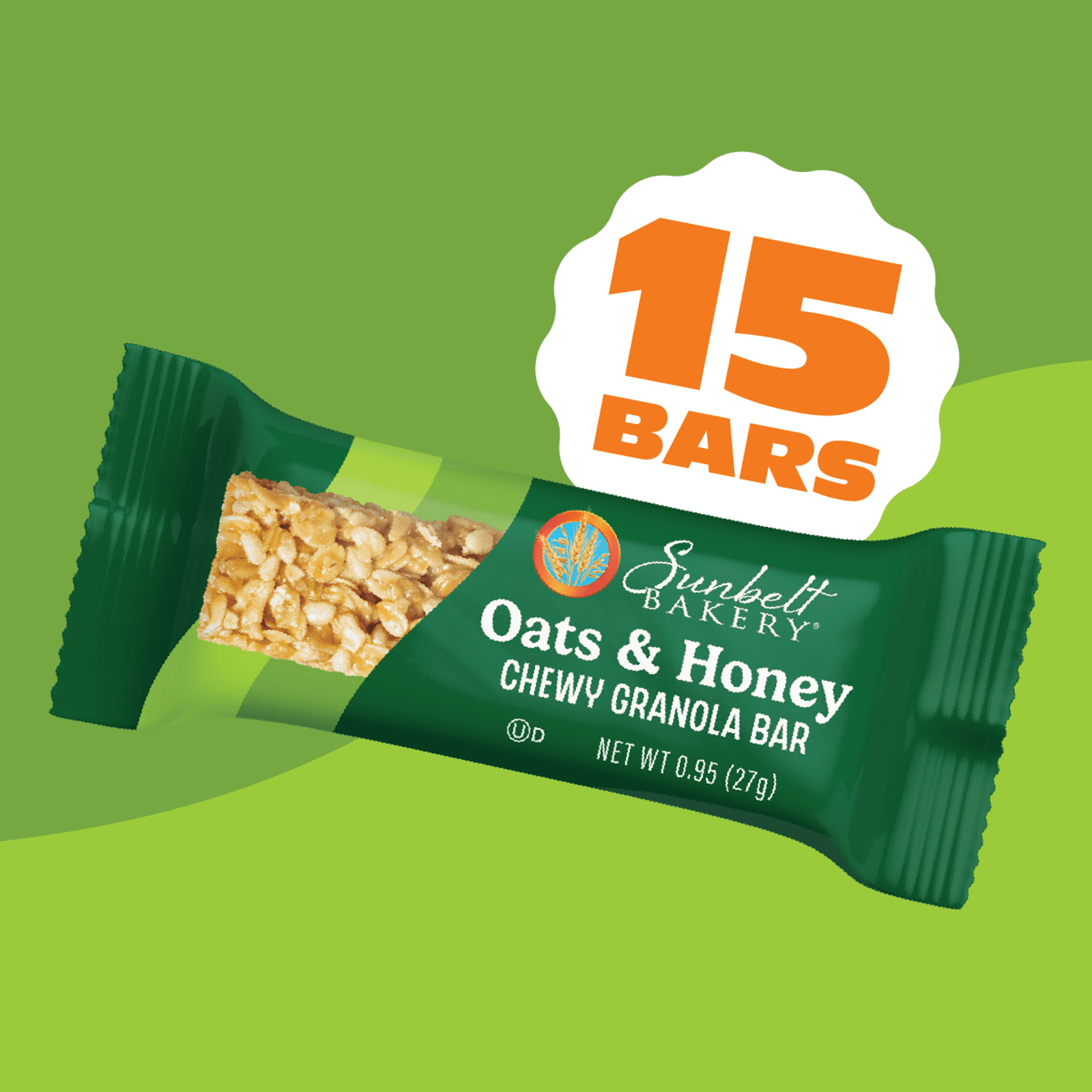 (3 pack) Sunbelt Bakery Chewy Granola Bars, Oats & Honey, 15 Ct