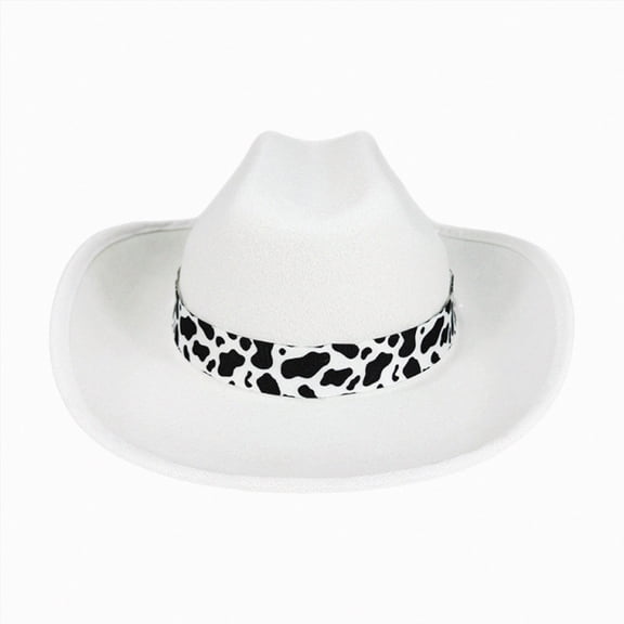 CAUYDY Kids Fall Fedora Cowboy Hat Youth Western Cowgirl Hat for Girls Baby Wide Brim Sun Hat Summer Beach Outdoor Hats Gift for Children Sizes 3-15 Years,White