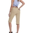 thumbnail image 5 of Karymi Jean Shorts Womens Quick Dry Hiking Capri Pants, Elastic Waist Drawstring Outdoor Cropped Trousers with Multi Zipper Pockets, Cargo Pants for Travel Athletic Shorts for Women, 5 of 8