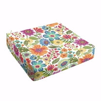 Sorra Home Multi Floral Indoor/Outdoor Deep Seating Cushion, Round Front