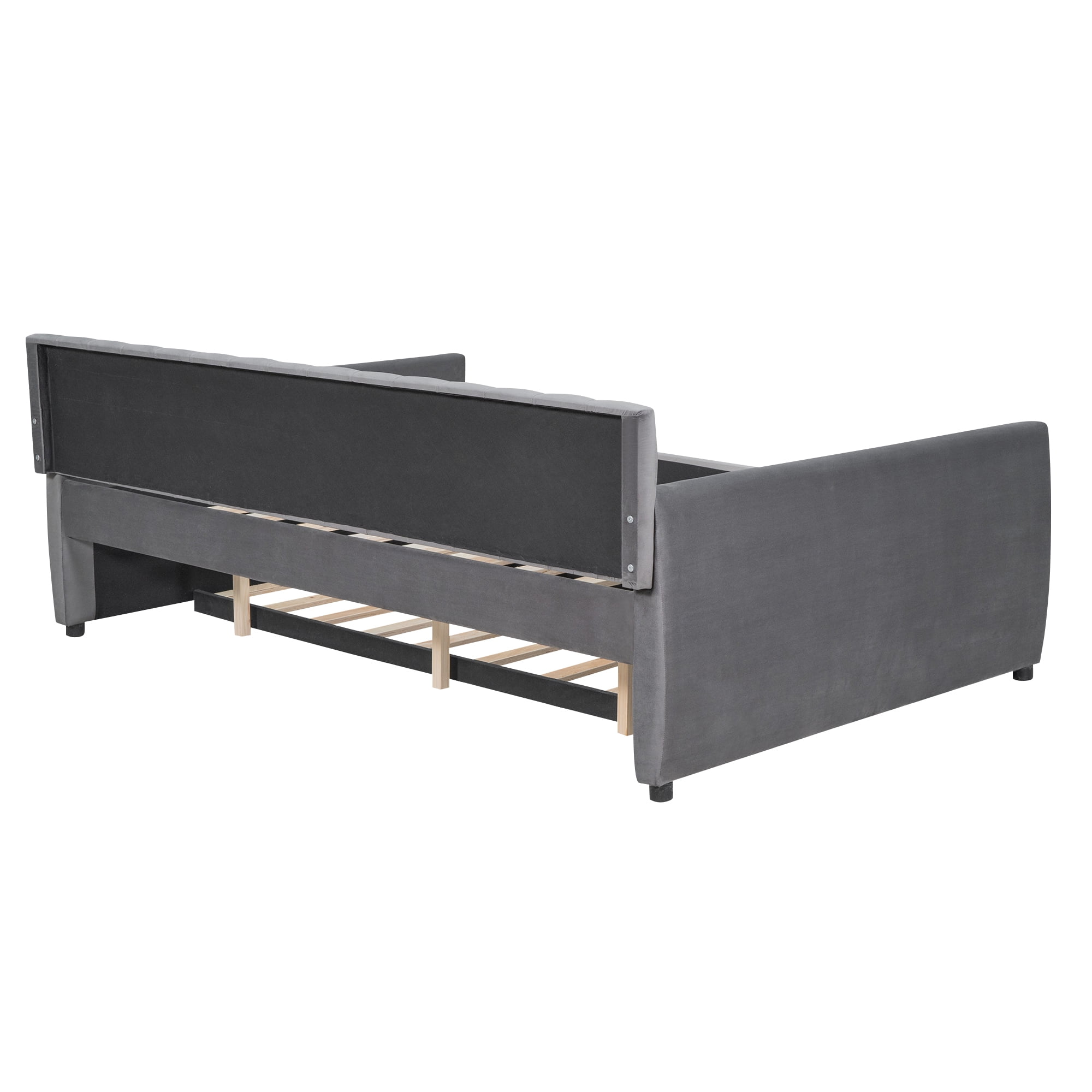 DEALTOPS Full Size Upholstered Daybed with 2 Drawers for Bedroom Living Room Daybed Frame No Box Springs Need - Gray