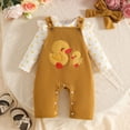thumbnail image 5 of Huowey Girls Overalls Outfits Long Sleeve Ruffles Bodysuit,Suspender Pants,Headband 3 PC Set Cartoon Birthday Party Photo Fall Winter Clothes Cozy Outfit,Yellow,6-12 Months, 5 of 8