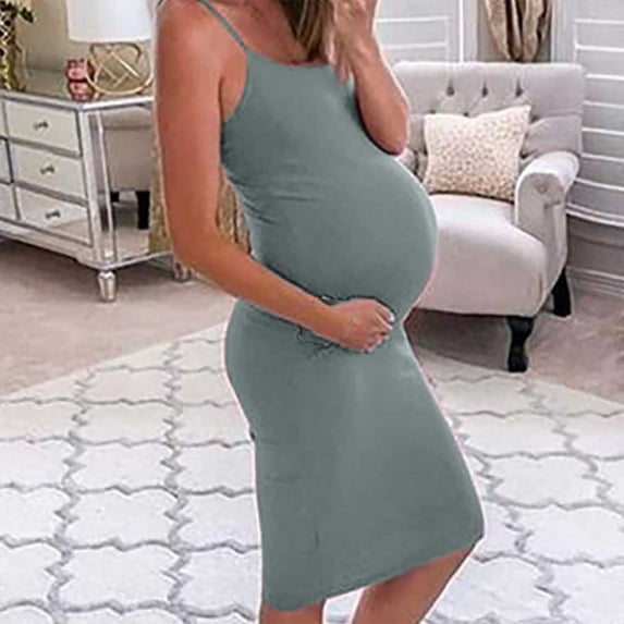 LoyisViDion Womens Maternity Dresses Clearance Woman Sleeveless Sling Dress Breast-Feeding Pregnant Nursing Long Dress Gray L