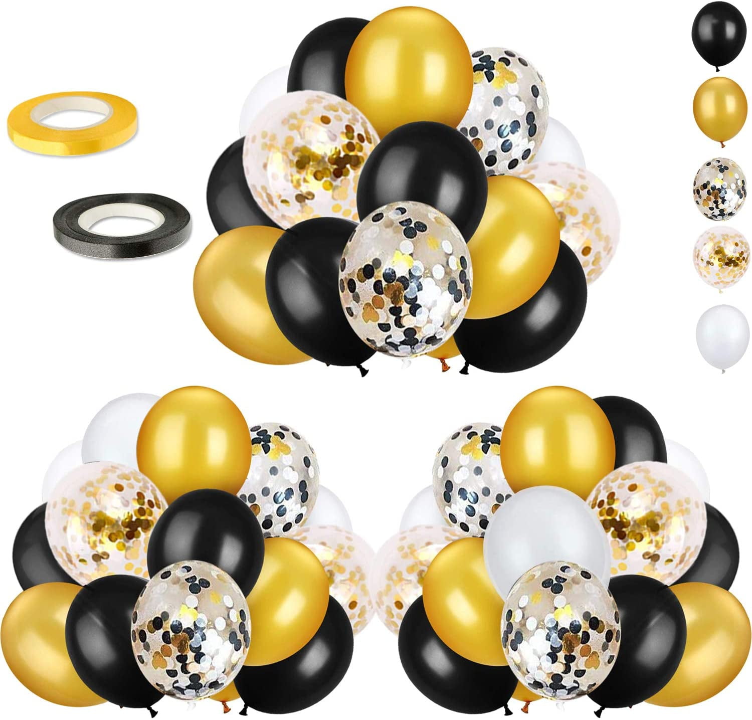 12 Pack Table Balloon Decoration Display Kit 6 Gold/Black 50th Birthday  2