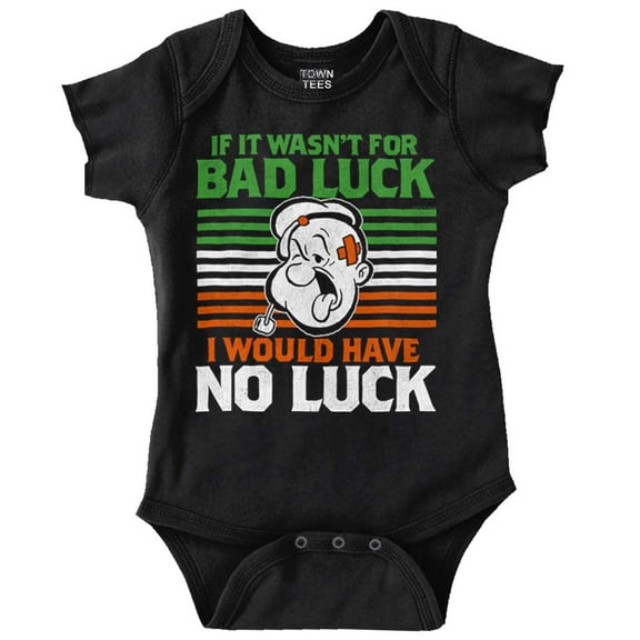 Popeye Bad Luck St Patricks Day Romper Boys or Girls Infant Baby Brisco Brands 12M