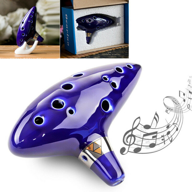 12 Hole Ocarina Ceramic Alto C Legend of Zelda Ocarina Flute Blue