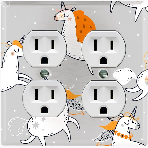 Metal Light Switch Plate Cover Magical Orange Rainbow Unicorn UNI009