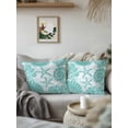 thumbnail image 2 of Outdoor Pillows Waterproof, Teal Coastal Throw Pillows with Inserts Included, Beach Starfish Nautical Coral Shell Summer Indoor Outdoor Decorative Lumbar Pillow for Bed/Couch/Patio 18"x18", 1Pcs, 2 of 8