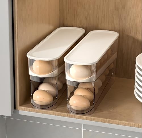 Auto Rolling Fridge Egg Organizer, Space Saving Eggs Dispenser for Refrigerator , Home Egg Holder, 1 pack