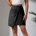 thumbnail image 3 of APEXFWDT Women's Linen Cotton Wrap Mini Skirt Knot High Waisted Summer Beach Skirt Casual Comfy A Line Beach Skort Skirt, 3 of 6