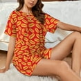 thumbnail image 4 of Pofeuu A Big Hot Dog Print Women's Pajama Set Short/Shorts Soft Button PJs Elastic Drawstring Waist Sleepwear-Small, 4 of 6
