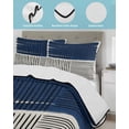 thumbnail image 3 of Twin Quilt Bedding Set, Navy Blue Striped Reversible Summer Quilt 3 Pieces, Farmhouse Stripes Modern Abstract Art Lightweight Bedspreads Coverlets with 2 Pillow Shams for All Seasons, 3 of 5