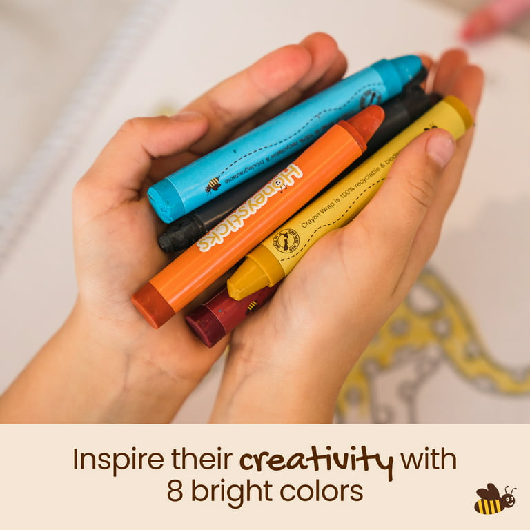 Honeysticks Pure Beeswax Crayons - Classic Crayon Size and Shape for a  Developed Pencil Grip - 8 Vibrant Colors - Child Safe, Non Toxic Crayons  for