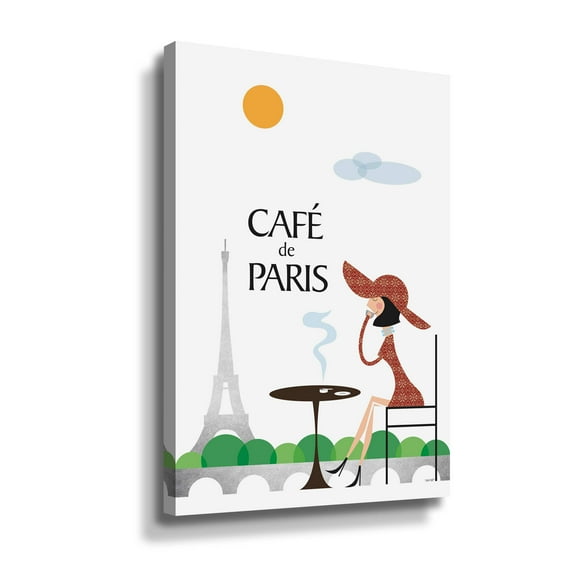 Artwall Café De Paris, Gallery Wrapped Canvas by Tomas Design