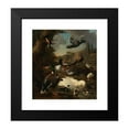 thumbnail image 2 of Melchior d'Hondecoeter 12x13 Black Modern Framed Museum Art Print Titled - A Peacock, Pigeon, Ducks and Other Birds in a Garden Setting, 2 of 5