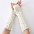 thumbnail image 3 of beishanbush Gloves Mittens Fashion Women Half Finger Wool Gloves Men's and Women's Winter Keep Warm Gloves Winter Gloves White, 3 of 3