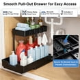 thumbnail image 3 of OVINESY Under Sink Organizer 2 Pack, Pull Out Drawer for Bathroom & Pantry Storage, Metal Frame Kitchen Organizer under Cabinet, Laundry Room Organization with Rust-Resistant Coating, Black, 3 of 9