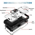 thumbnail image 6 of Compatible with iPhone 16e with Sliding Cover Lens Protection & Kickstand, Built-in 360° Rotate Ring Stand Magnetic Card Slot Hybrid Cover Case for iPhone 16e, White+Black, 6 of 9