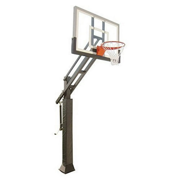 Triple Threat In-ground Adjustable Basketball Goal Hoop with 54" Glass Backboard System for Outdoor Basketball Courts wi