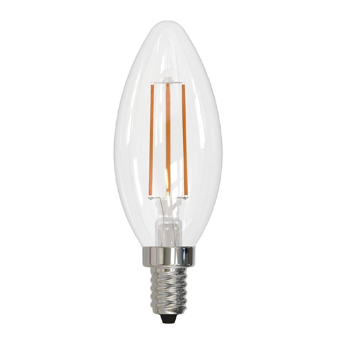 Bulbrite Pack of (4) 2.5 Watt Dimmable Clear B11 LED Light Bulbs with Candelabra (E12) Base  2700K Warm White Light  250 Lumens