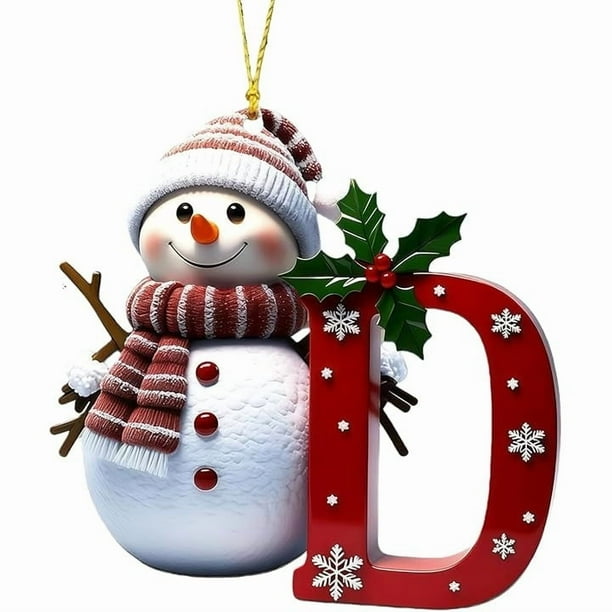Adornos navideños de muñeco de nieve | Juego de 26 letras decorativas para una decoración navideña personalizada | Colgantes para interiores para el hogar, la oficina y fiestas