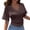 Brown, variant on Blouses for Women Short Sleeve Korean T Shirt Casual Loose Fit Pure Color Basic Top Arrival Summer Tops 3XL