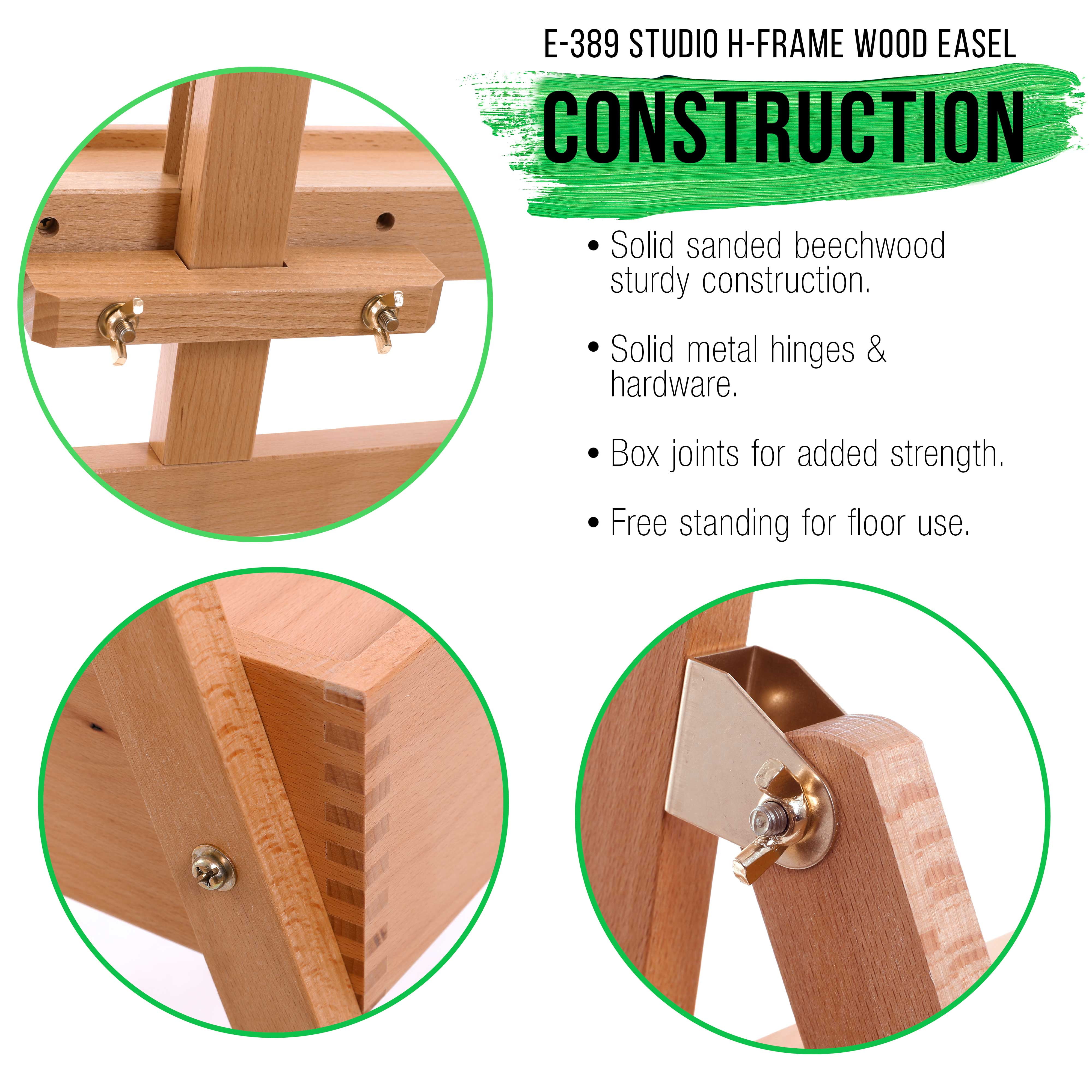 U.S. Art Supply Master Multi-Function Studio Wooden Easel, H-Frame