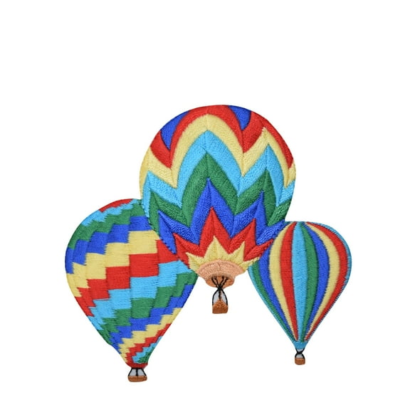 Hot Air Balloons - Three - Colorful/Striped - Iron on Applique/Embroidered Patch