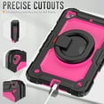 thumbnail image 3 of TECH CIRCLE Case for Apple iPad Mini (7.9") Tablet - [Built with Screen Protector] Heavy Duty Protection Rugged Case with Kickstand Portable Handle Drop Proof Cover, Black+Rose, 3 of 10