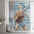 thumbnail image 4 of Seaside Sea Turtles Starfish Shower Curtain for Bathroom, Vintage Starfish Retro Backdrop Waterproof Shower Curtains Washable Quick Dry with Hooks Bathtub Curtains 72x72IN, 4 of 9